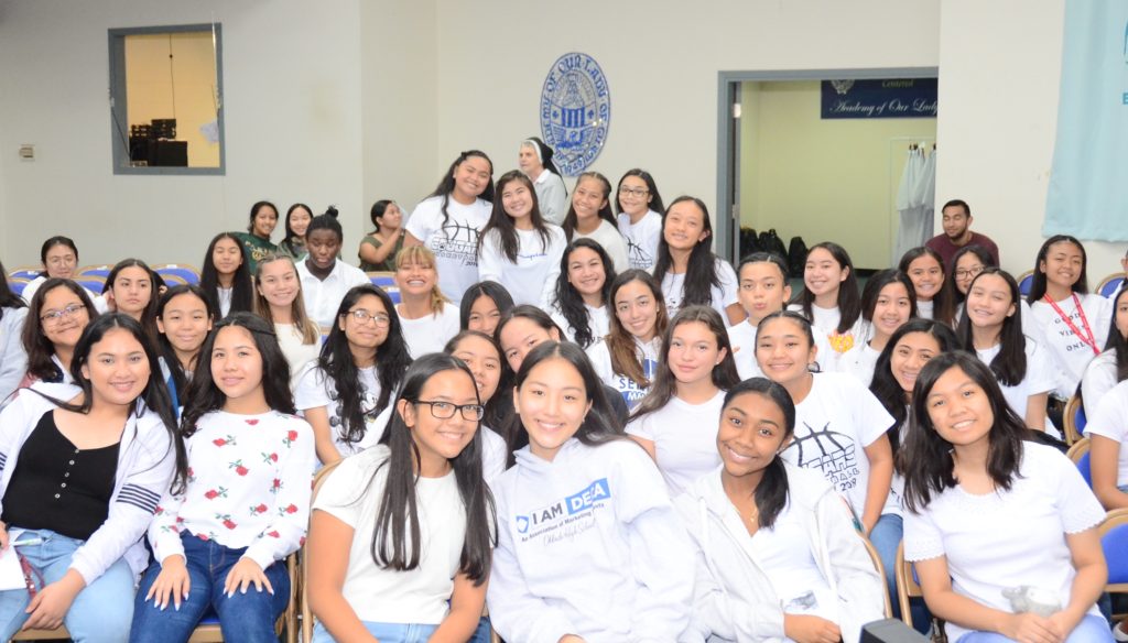 AOLG 9th grade students take a break between speakers and activities during the Advent Retreat.